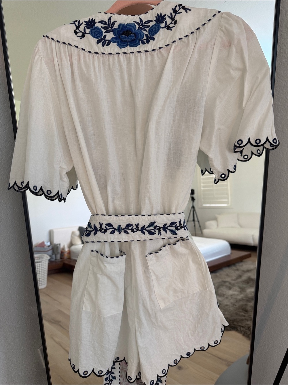FARM Rio White Mini Romper with Blue Embroidery - Picture 3 of 3